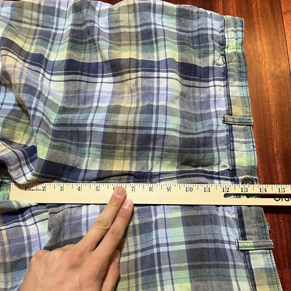 Tommy Bahama Shorts Mens 48 Colorblock Plaid Check Linen Tencell Blend Preppy - Picture 9 of 10